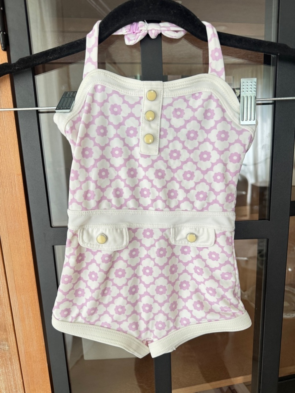 Janie & Jack vintage style swimsuit one piece floral halter toddler girl retro